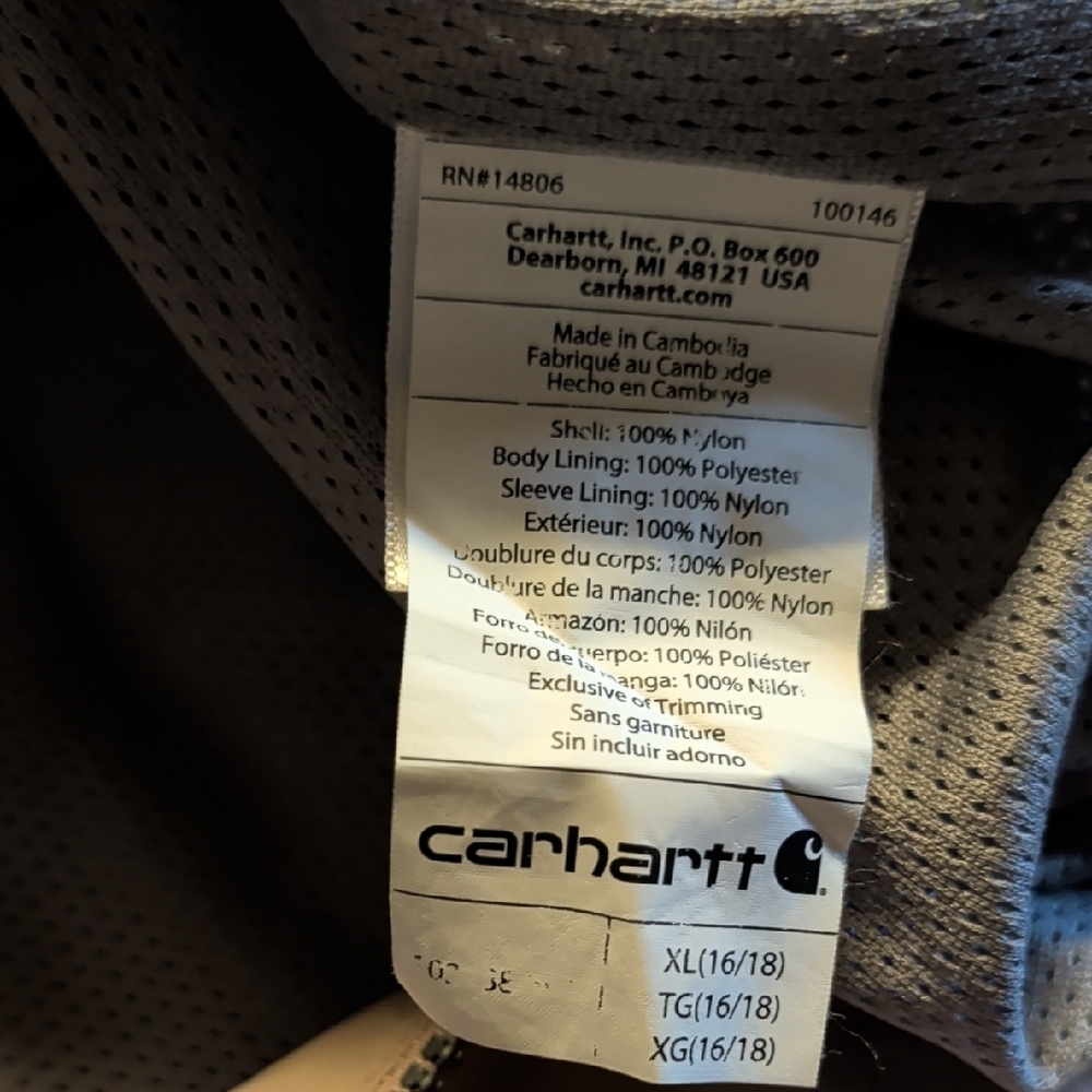 Carhartt Women's Rain Defender Hooded Lightweight Coat Size XL MSRP $79.99 - Picture 7 of 8
